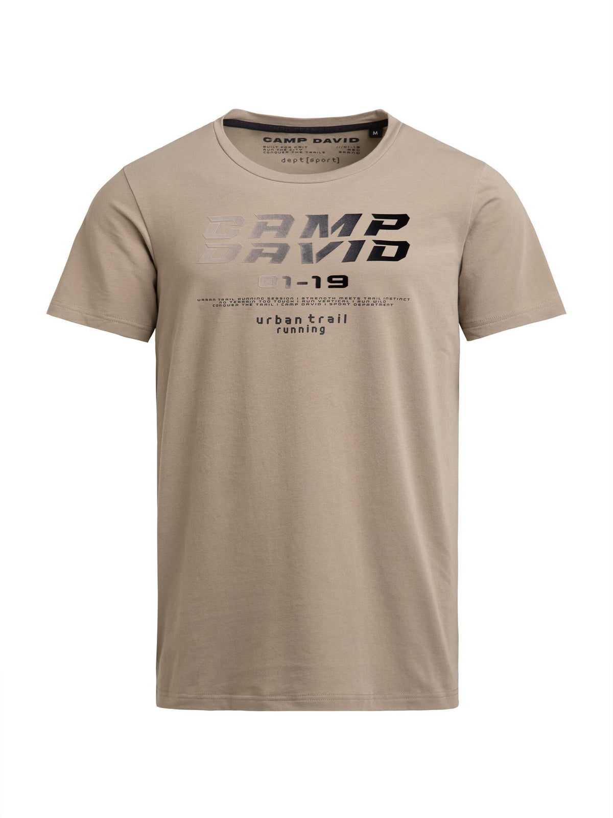 T-Shirt Rundhals mit Flockprint shadow beige - 1