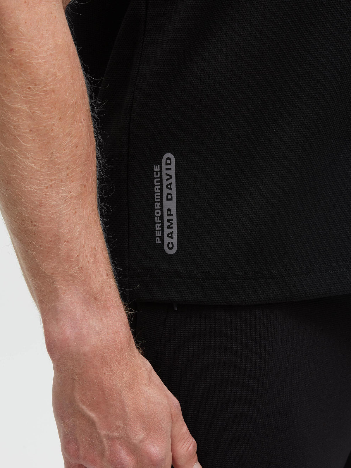 Jacquard-Polo mit Schultertapes und Artworks black