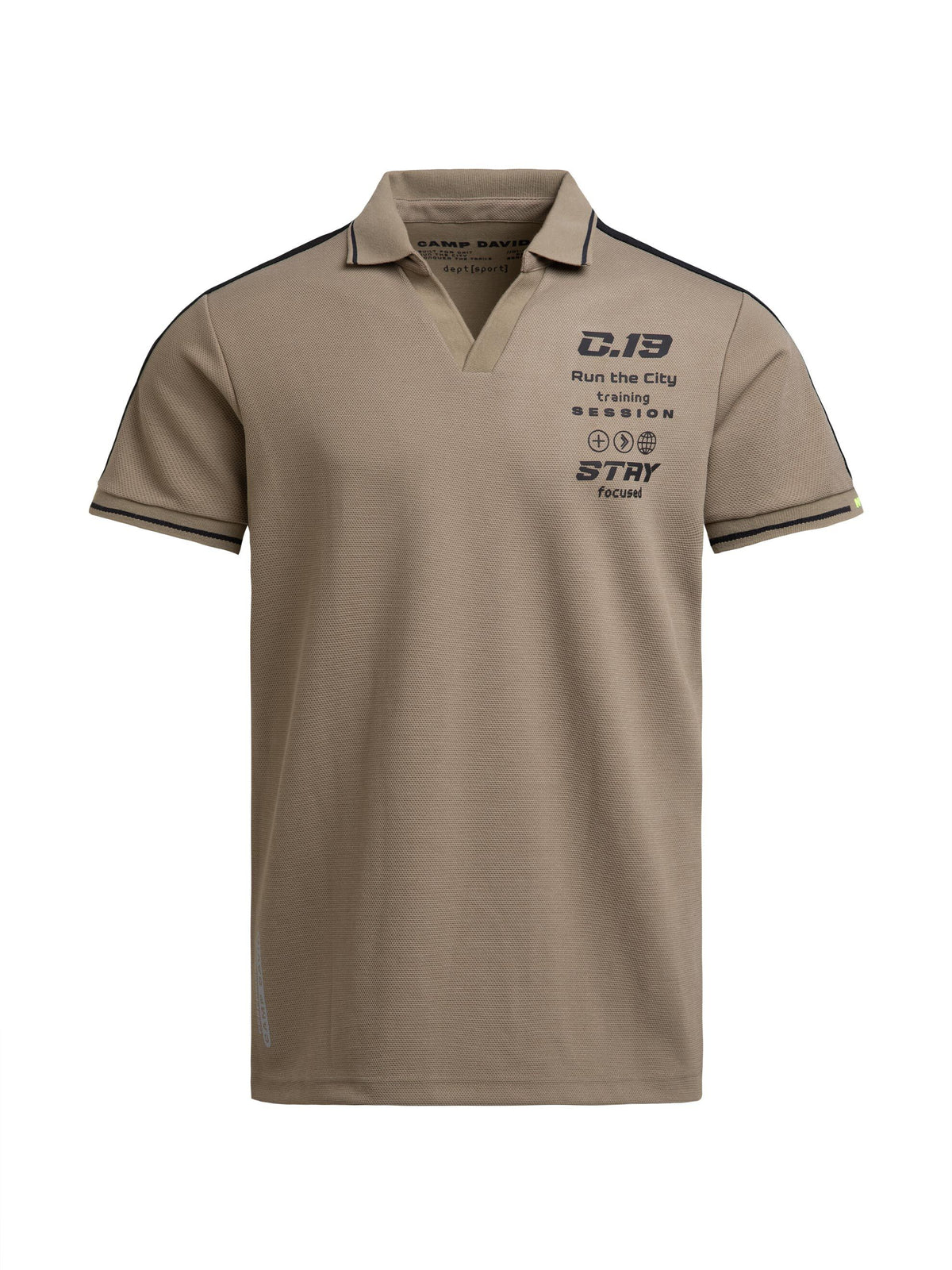 Jacquard-Polo mit Schultertapes und Artworks shadow beige