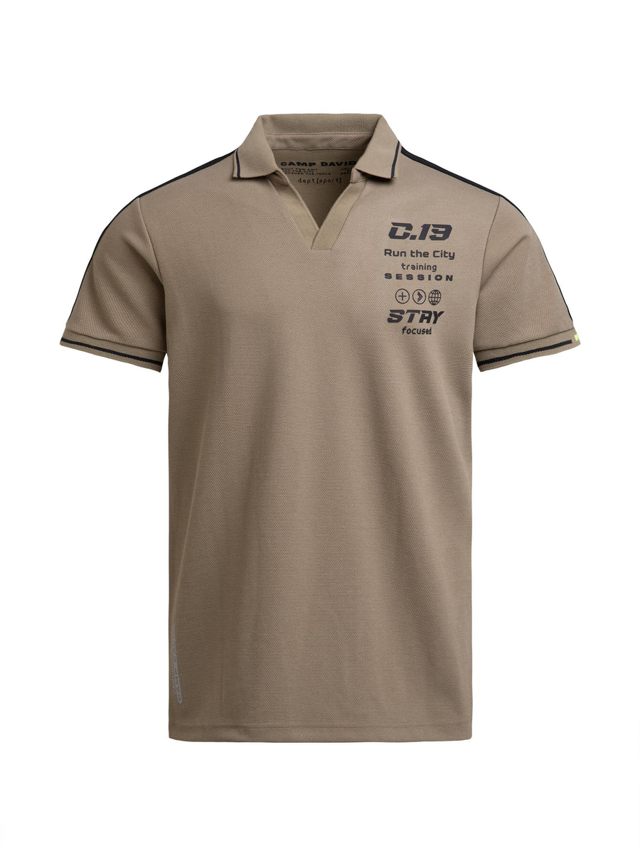 Koszulka polo typu jacquard z wstawkami na ramionach i nadrukami