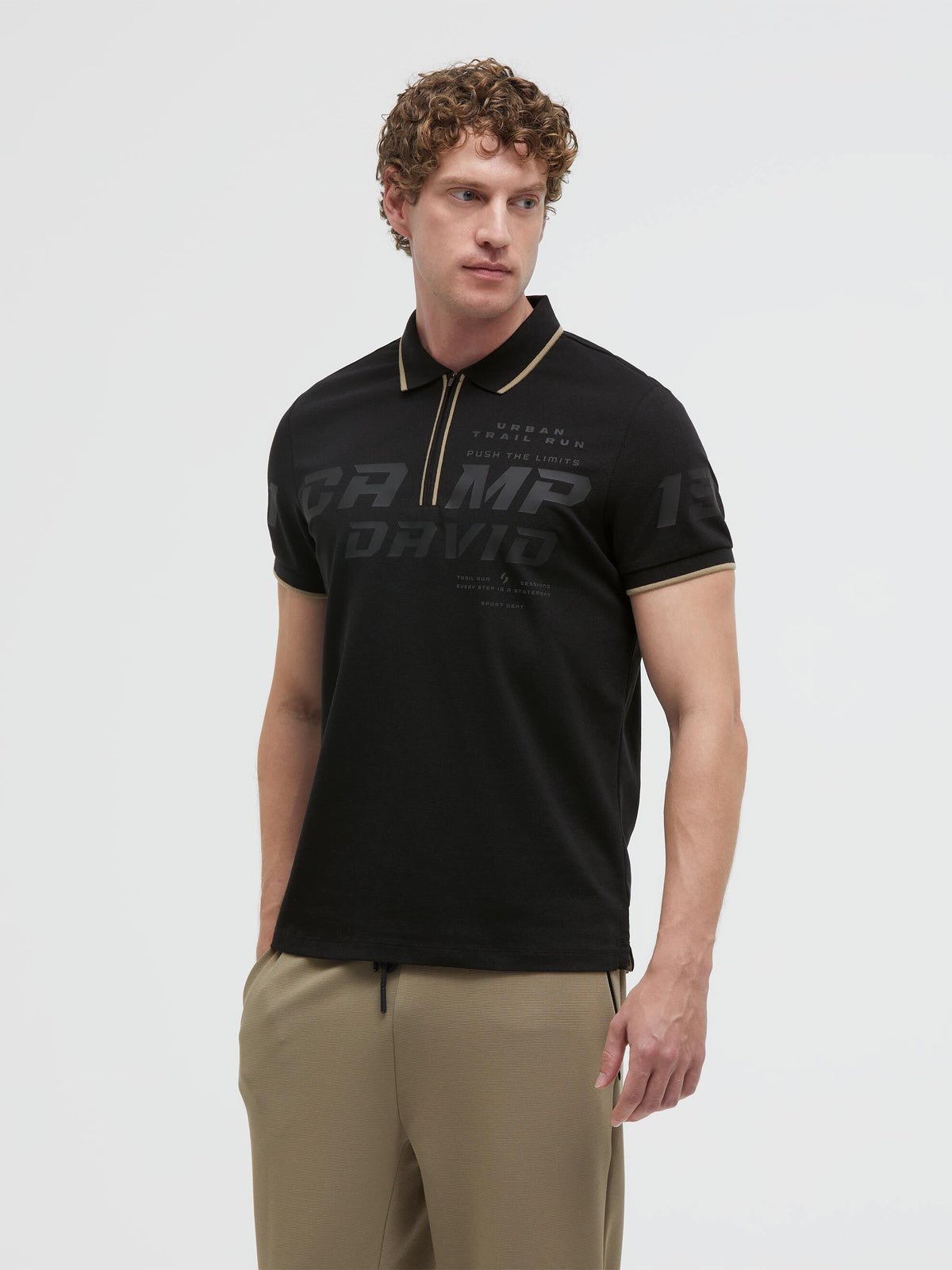 Pikee-Polo mit Zipper und Rubber Prints black - 2