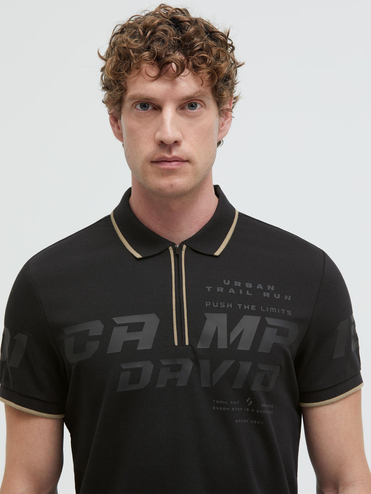 Pikee-Polo mit Zipper und Rubber Prints black - 4
