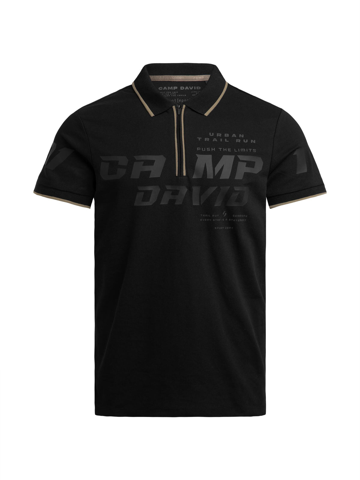 Pikee-Polo mit Zipper und Rubber Prints black - 1