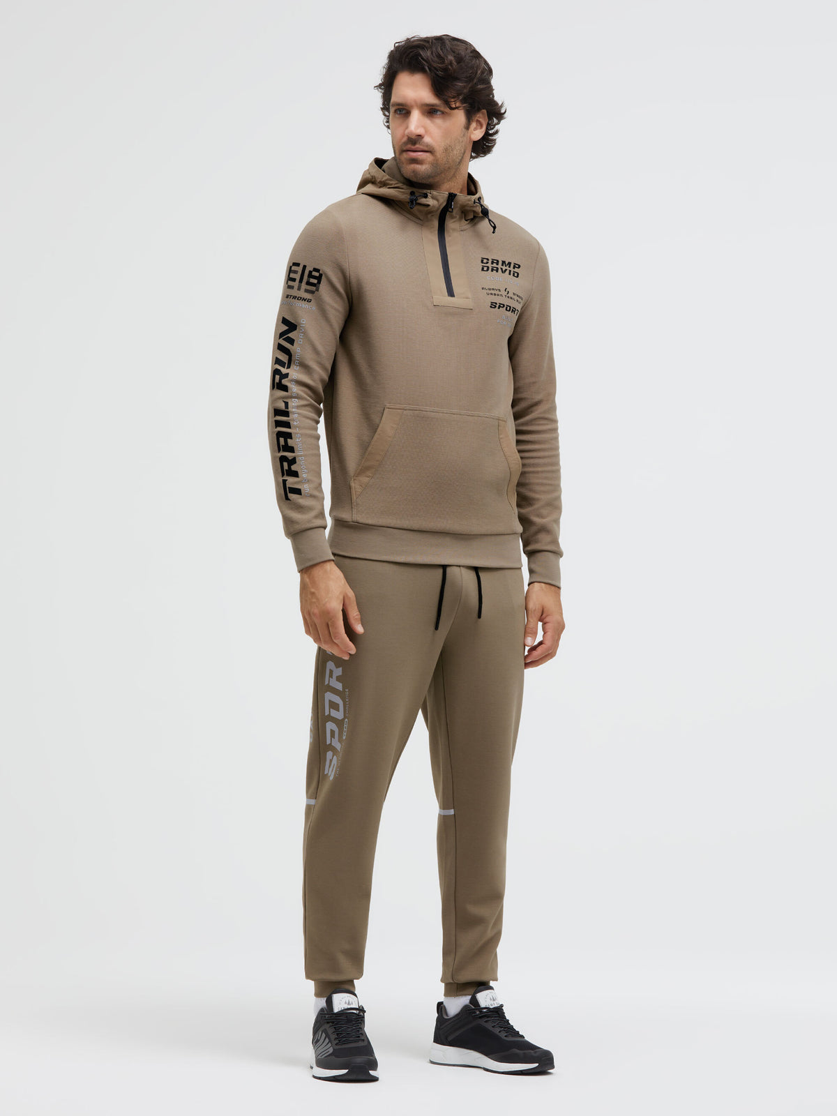 Hoodie aus Interlock-Pikee mit Artworks shadow beige - 3