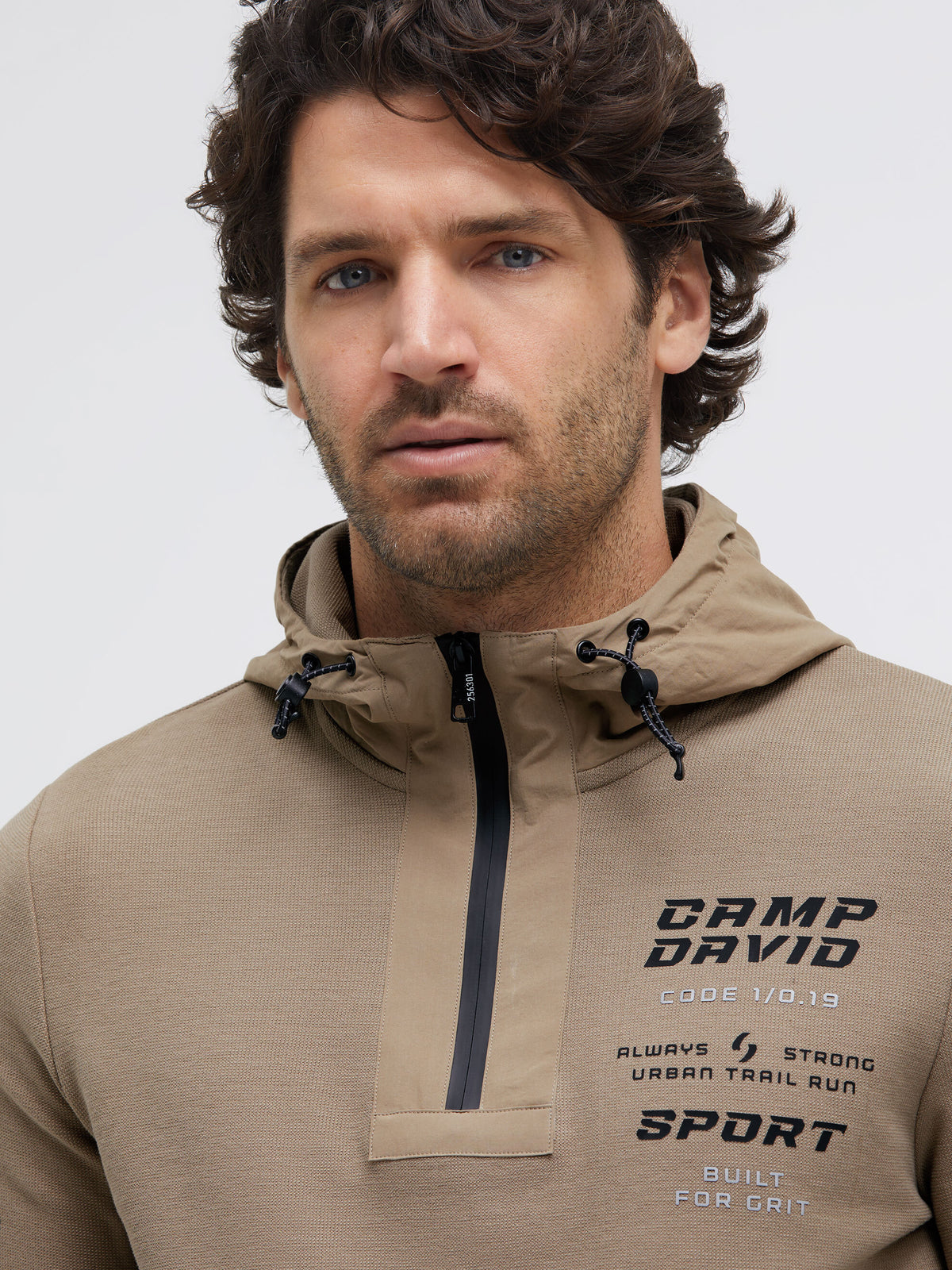 Hoodie aus Interlock-Pikee mit Artworks shadow beige - 4
