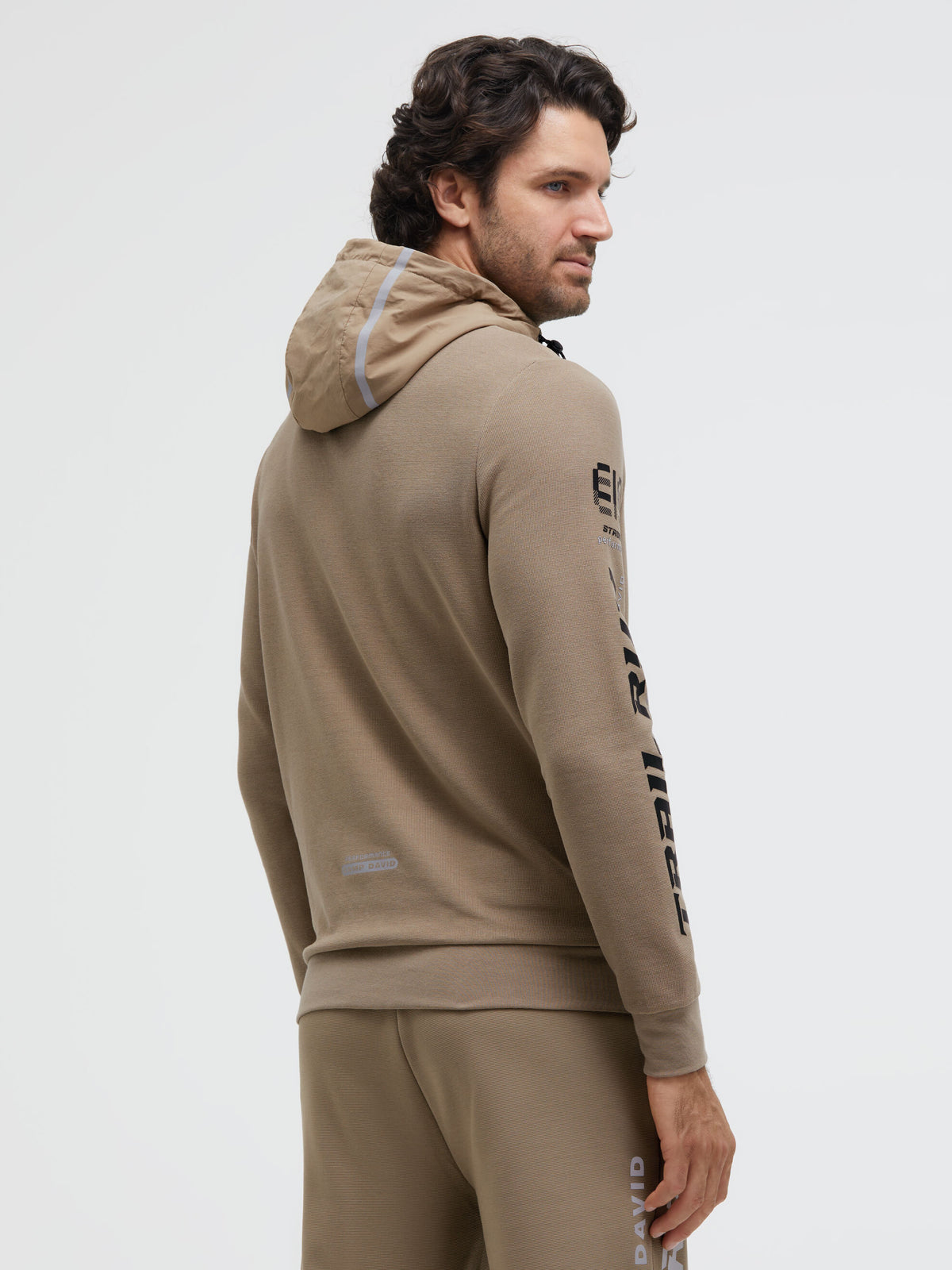 Hoodie aus Interlock-Pikee mit Artworks shadow beige