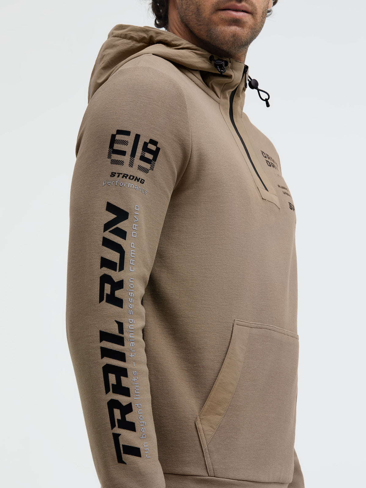 Hoodie aus Interlock-Pikee mit Artworks shadow beige