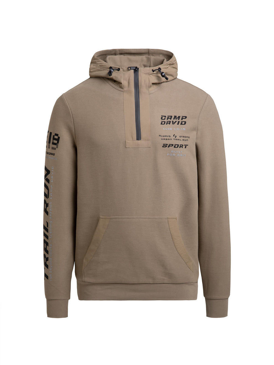 Hoodie aus Interlock-Pikee mit Artworks shadow beige