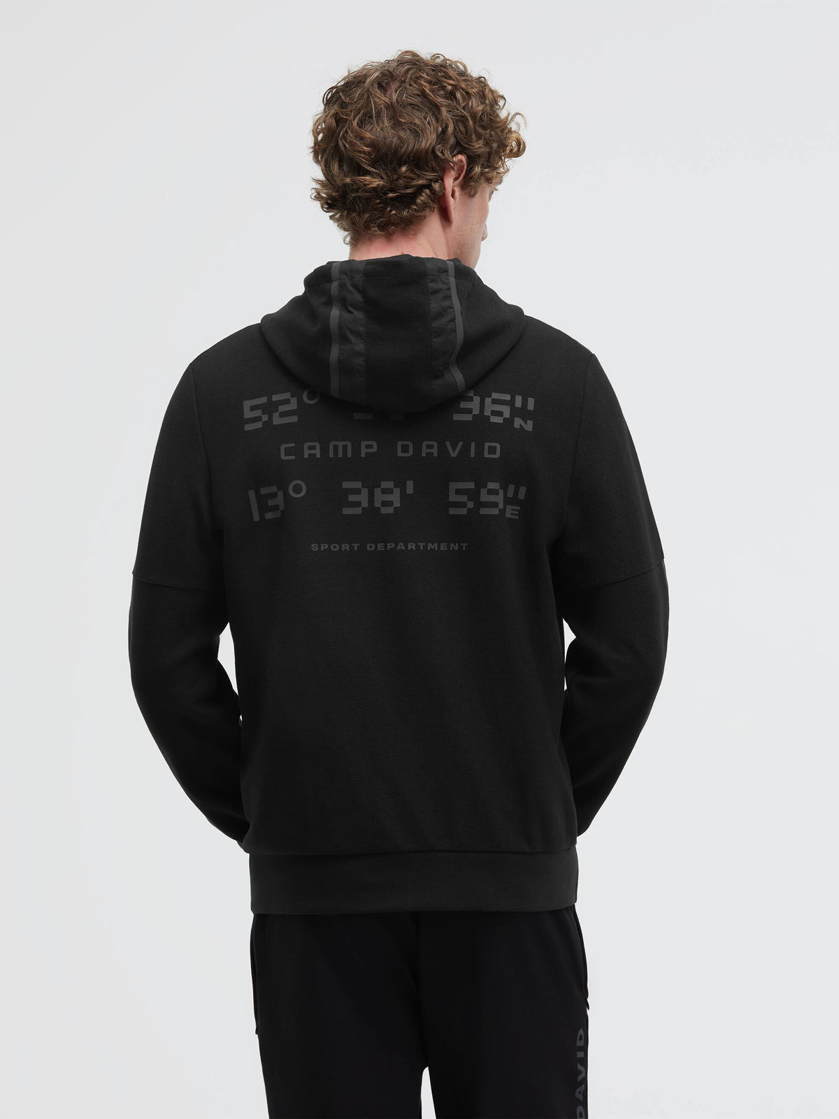 Kapuzensweatjacke aus Interlock-Pikee mit Backprint black