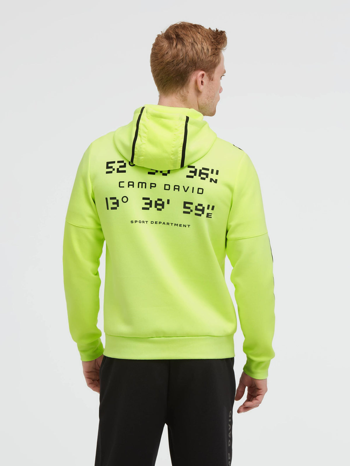 Kapuzensweatjacke aus Interlock-Pikee mit Backprint neon yellow - 2
