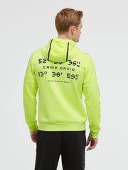 Kapuzensweatjacke aus Interlock-Pikee mit Backprint neon yellow