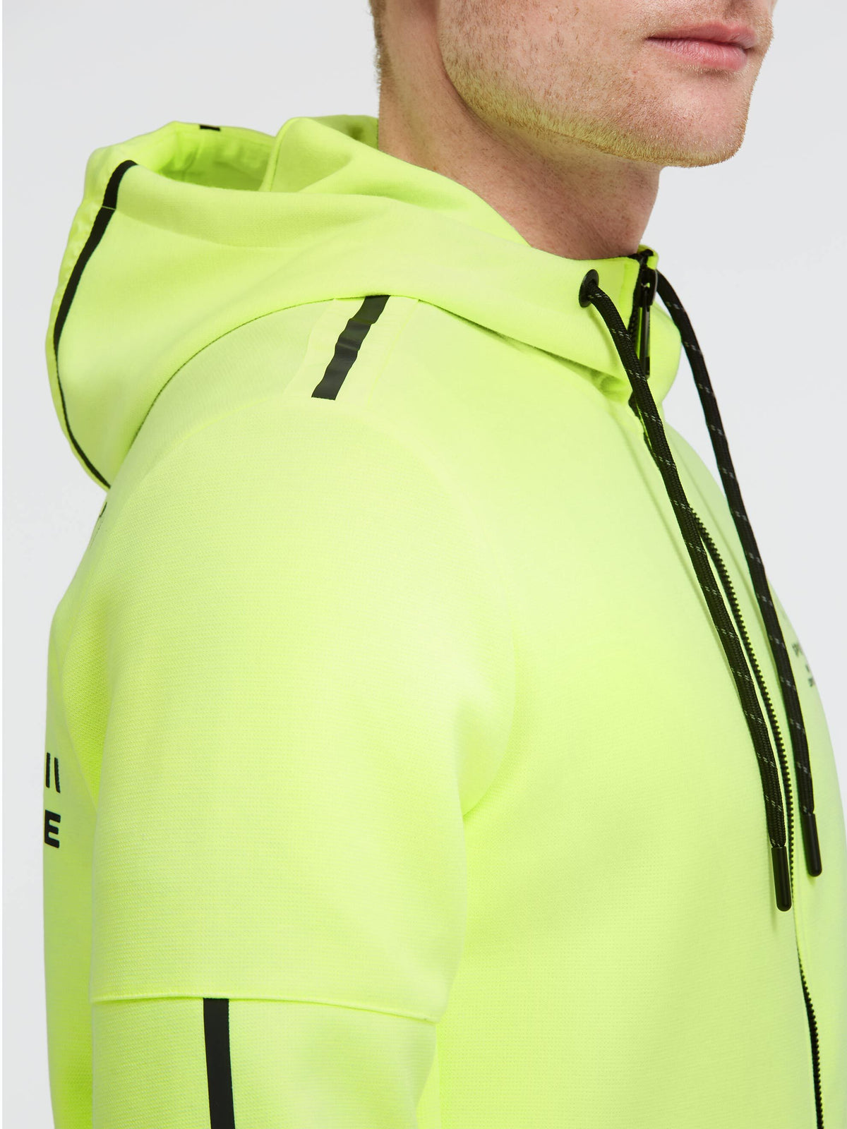 Kapuzensweatjacke aus Interlock-Pikee mit Backprint neon yellow - 7