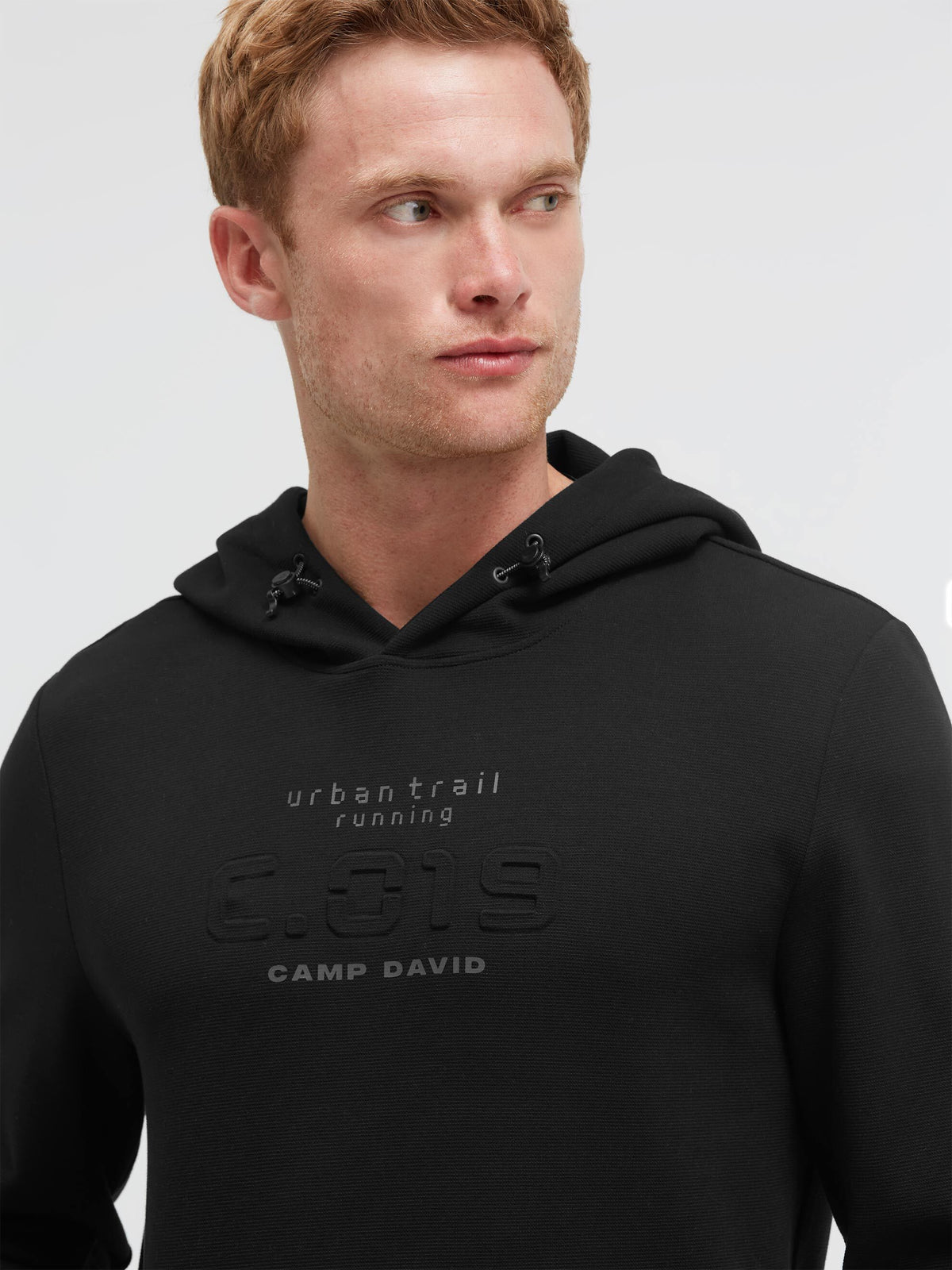 Hoodie aus Interlock mit Embossing-Artworks black