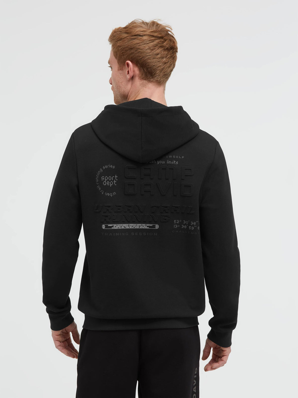 Hoodie aus Interlock mit Embossing-Artworks black