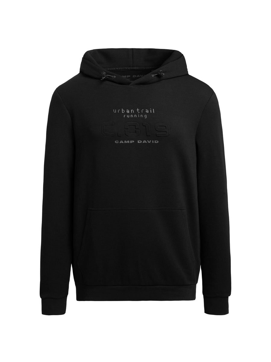 Hoodie aus Interlock mit Embossing-Artworks black