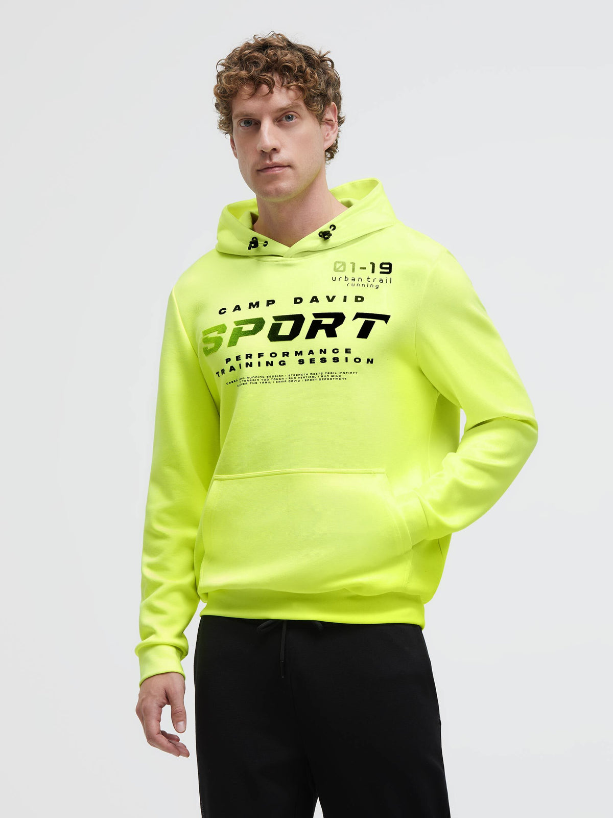 Hoodie aus Interlock mit Gradient Flockprint neon yellow - 2