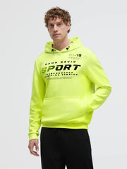 Hoodie aus Interlock mit Gradient Flockprint neon yellow