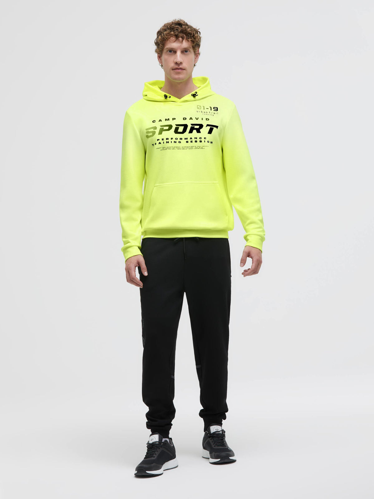 Hoodie aus Interlock mit Gradient Flockprint neon yellow