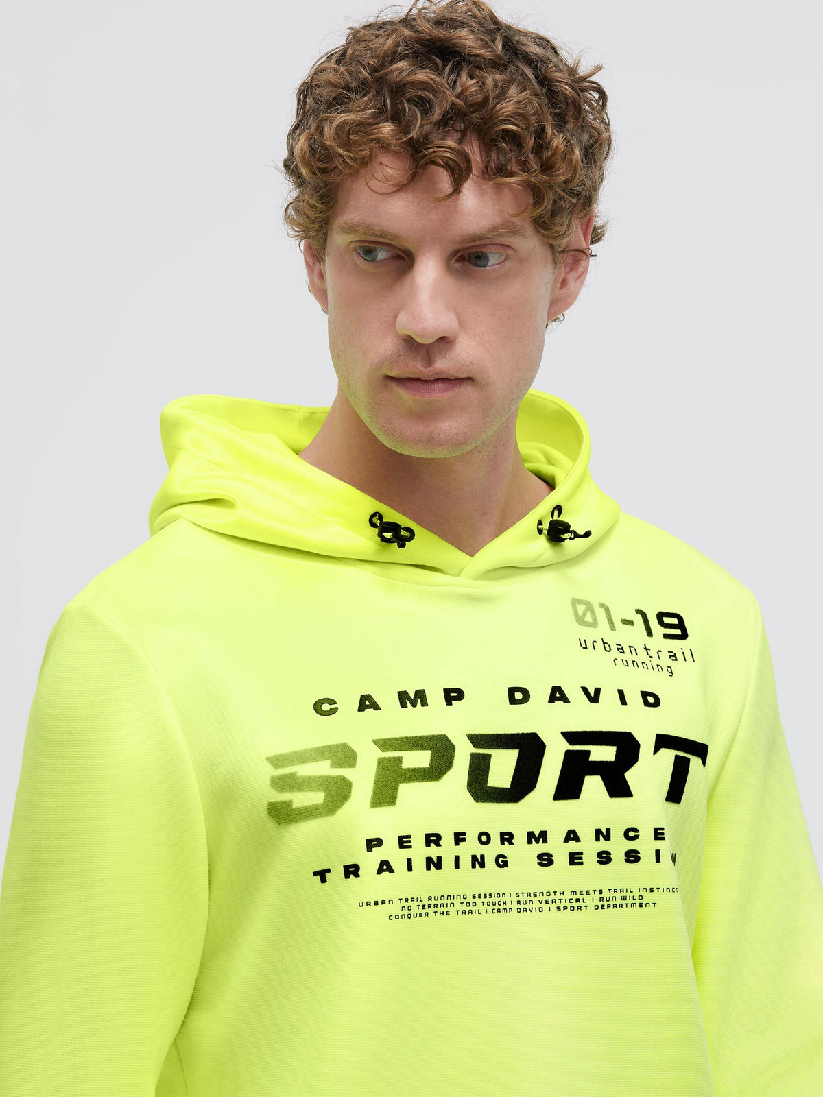 Hoodie aus Interlock mit Gradient Flockprint neon yellow