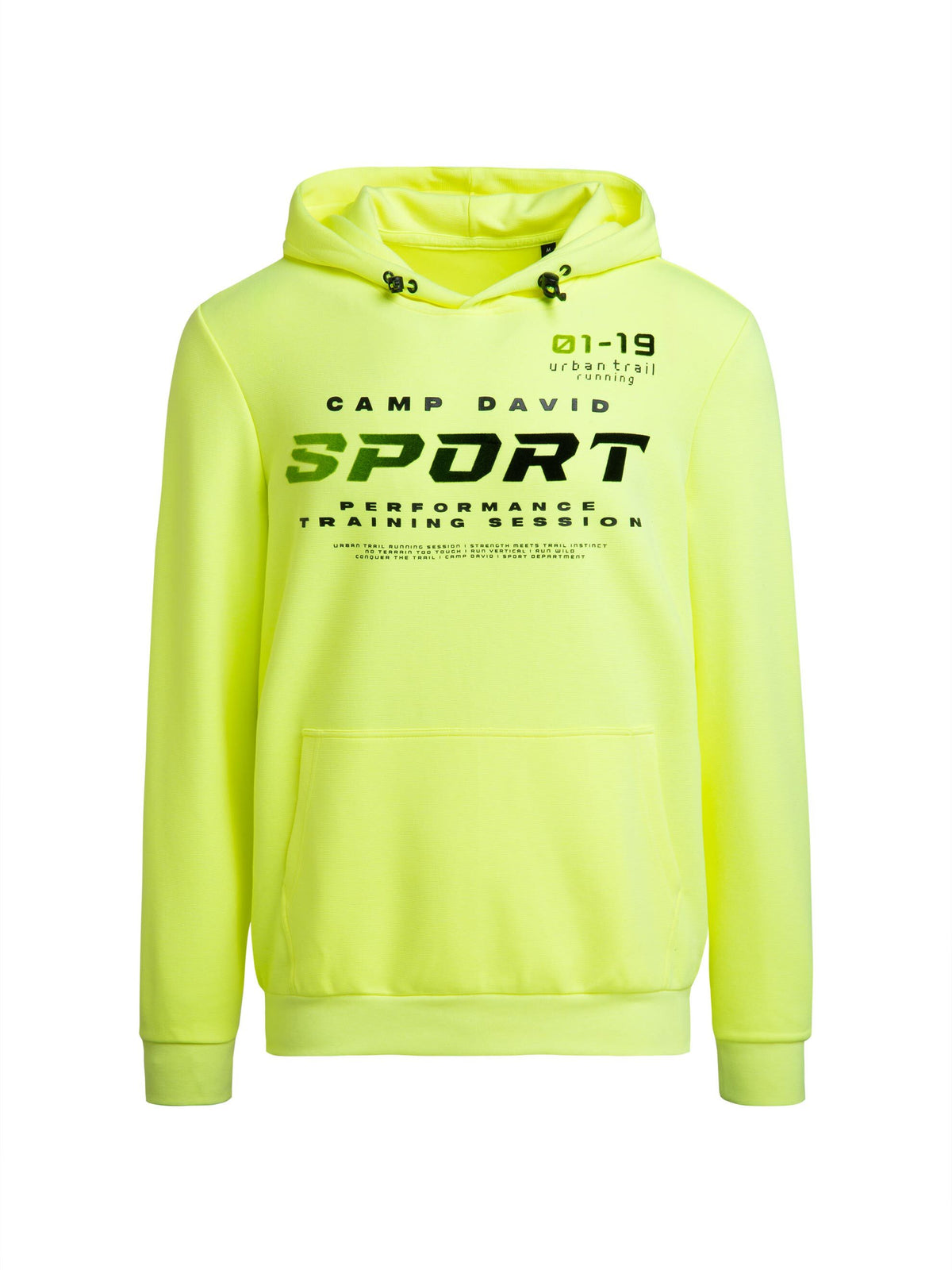 Hoodie aus Interlock mit Gradient Flockprint neon yellow - 1