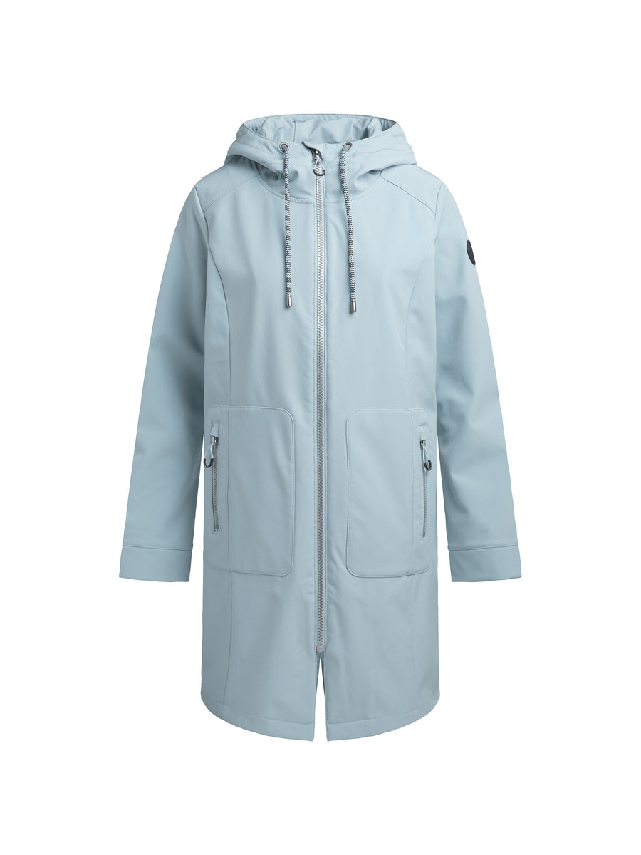 Płaszcz typu softshell z kapturem i nadrukiem