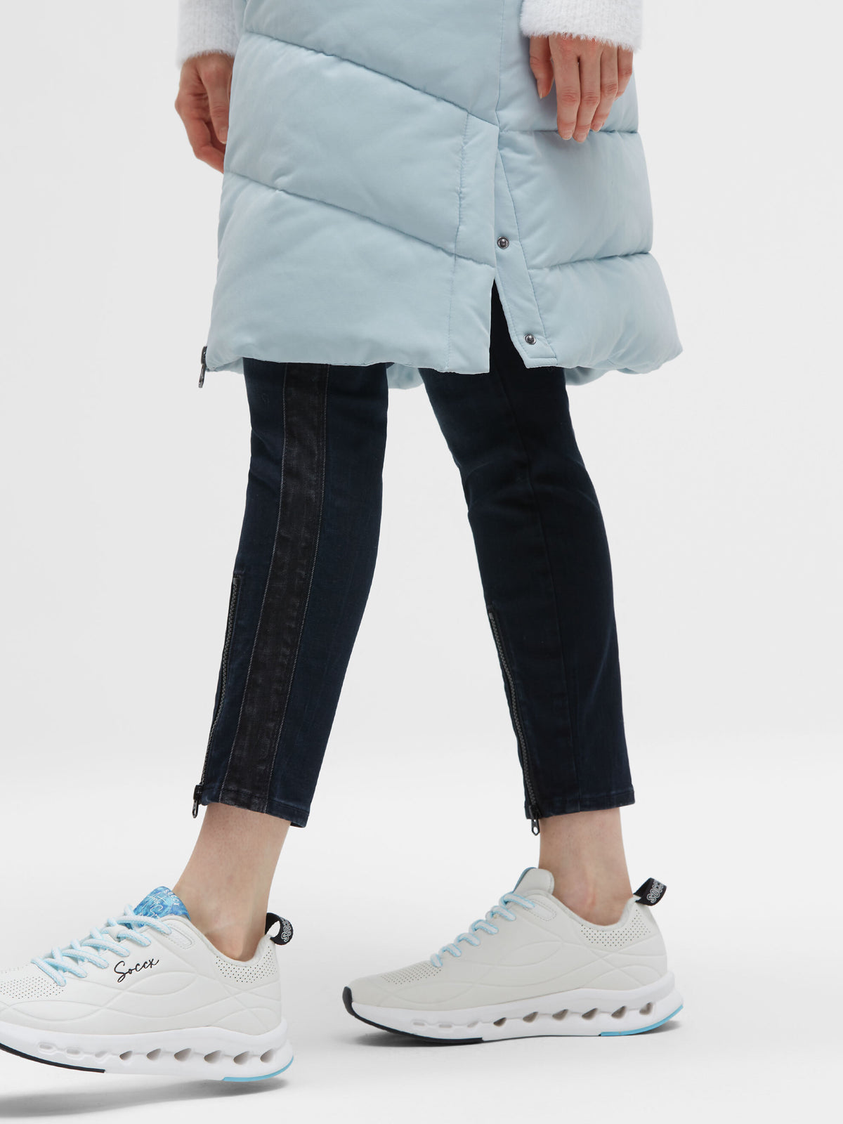 Lange Steppweste mit Peached-Finish cool sky - 7