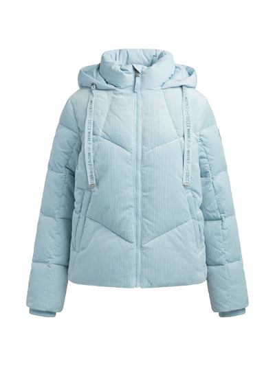 Winterjacke aus Cord mit Kapuze im Materialmix cool sky
