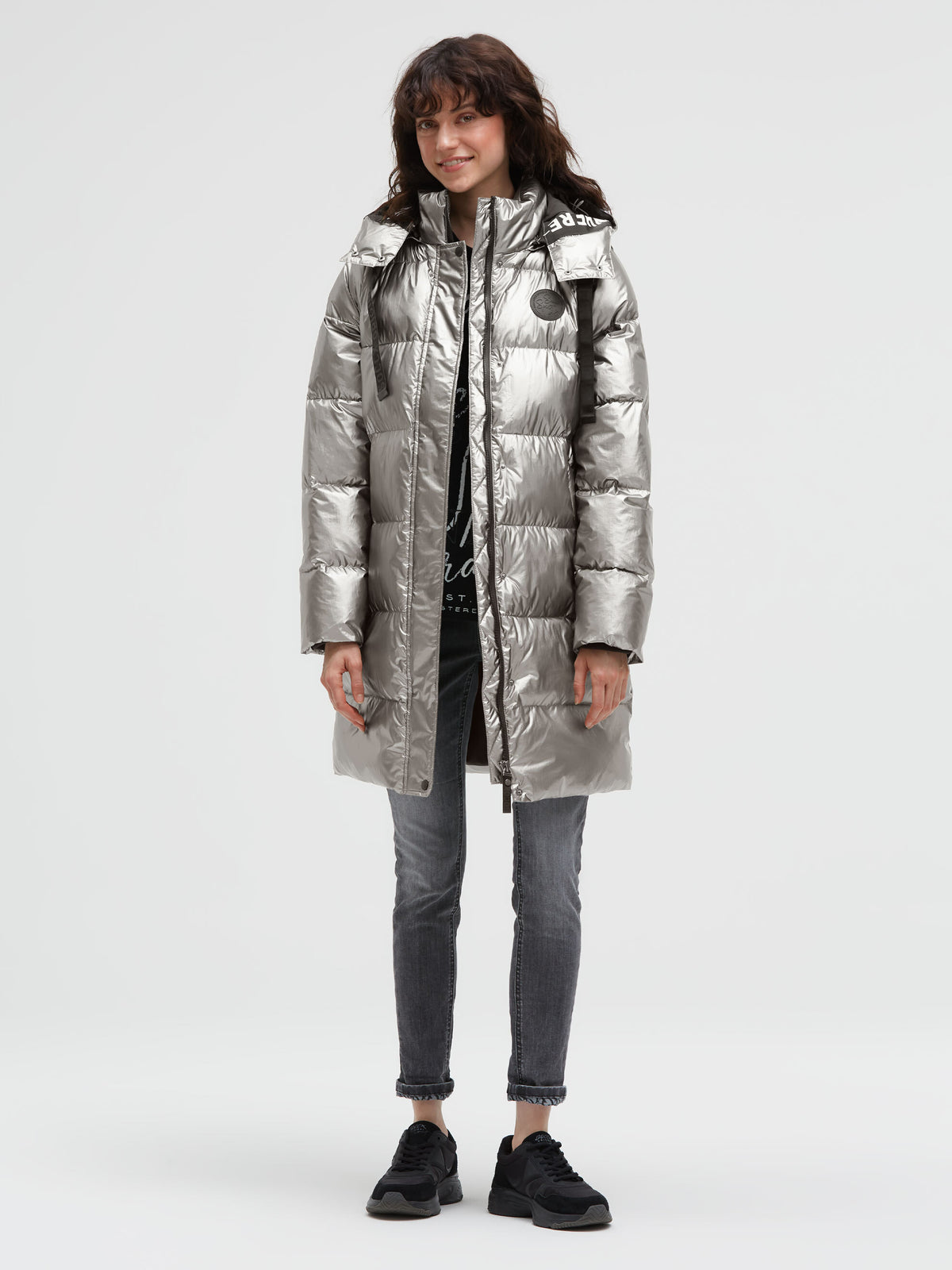 Parka i kamizelka 2 w 1 w metalicznym kolorze