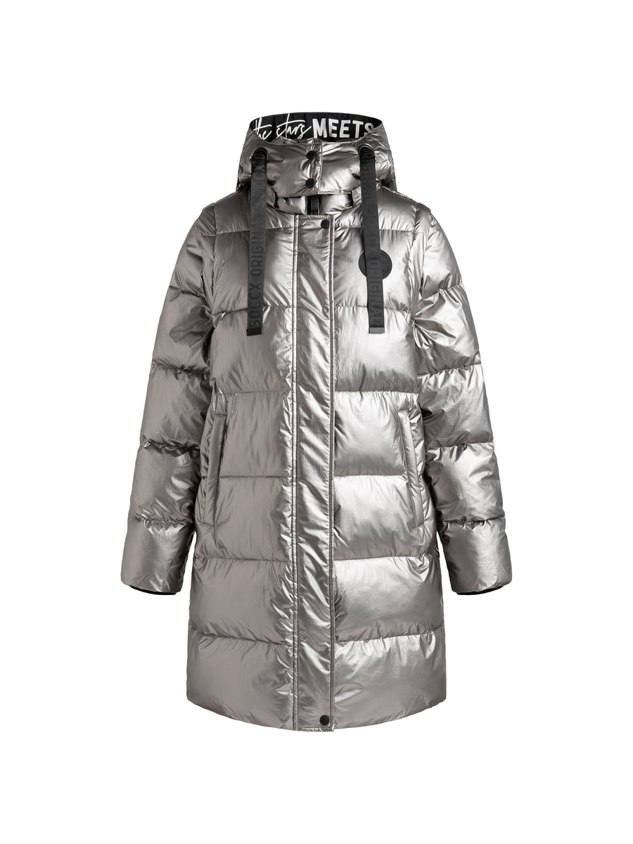 Parka i kamizelka 2 w 1 w metalicznym kolorze