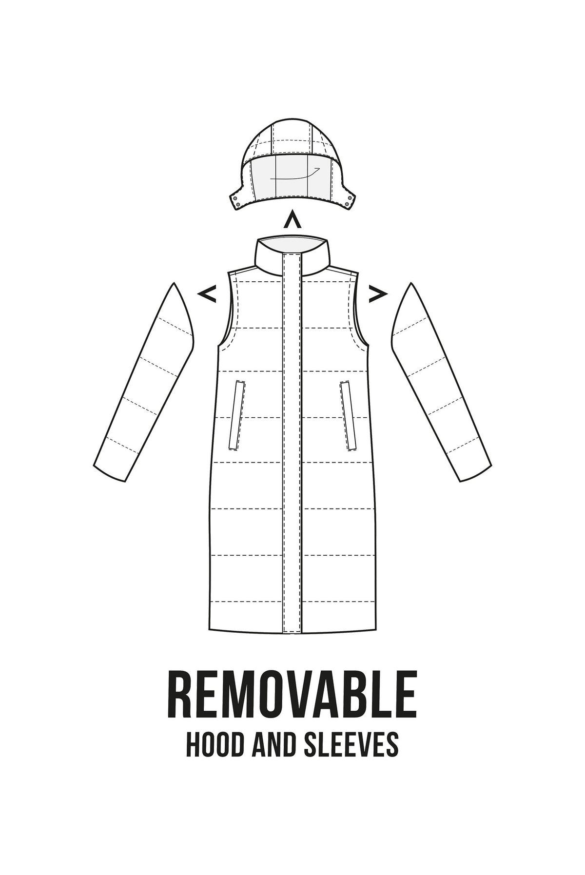 Parka i kamizelka 2 w 1 w metalicznym kolorze