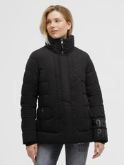 Winterjacke mit Stepp-Design und Logo Print black