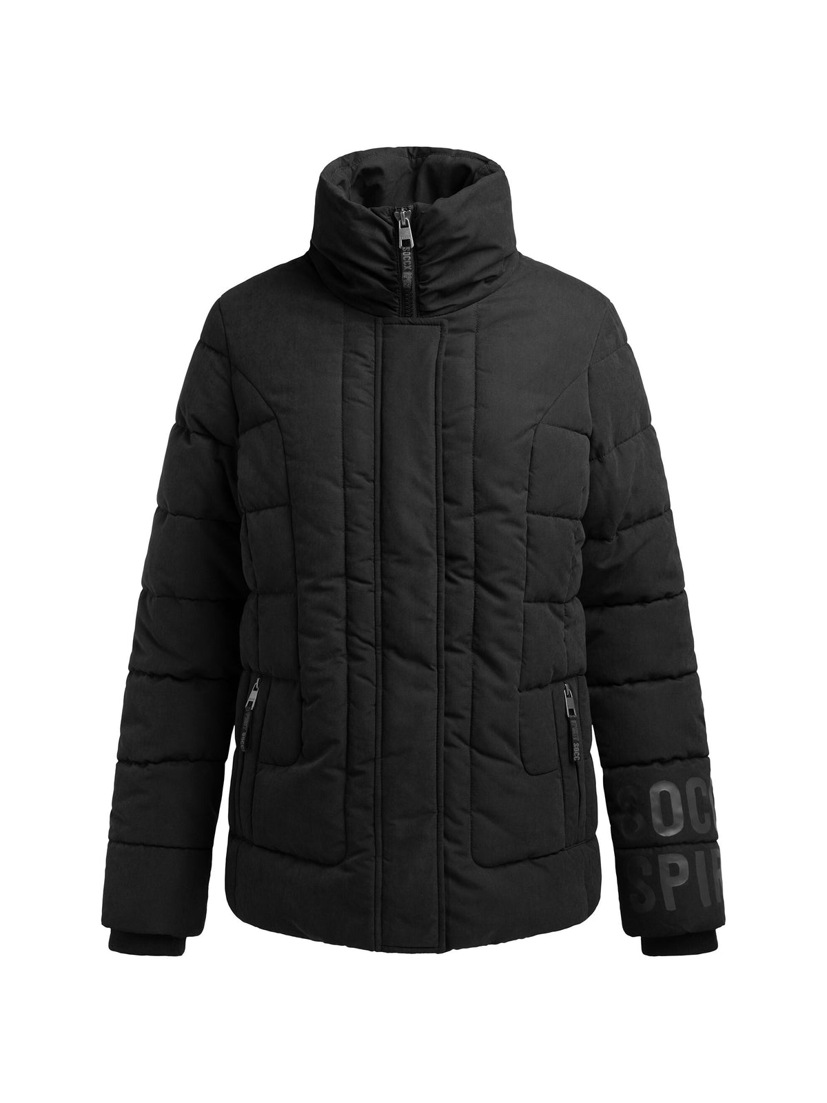 Winterjacke mit Stepp-Design und Logo Print black