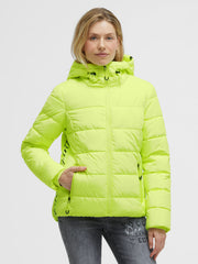 Sportliche Winterjacke mit Kapuze und Tapes neon yellow