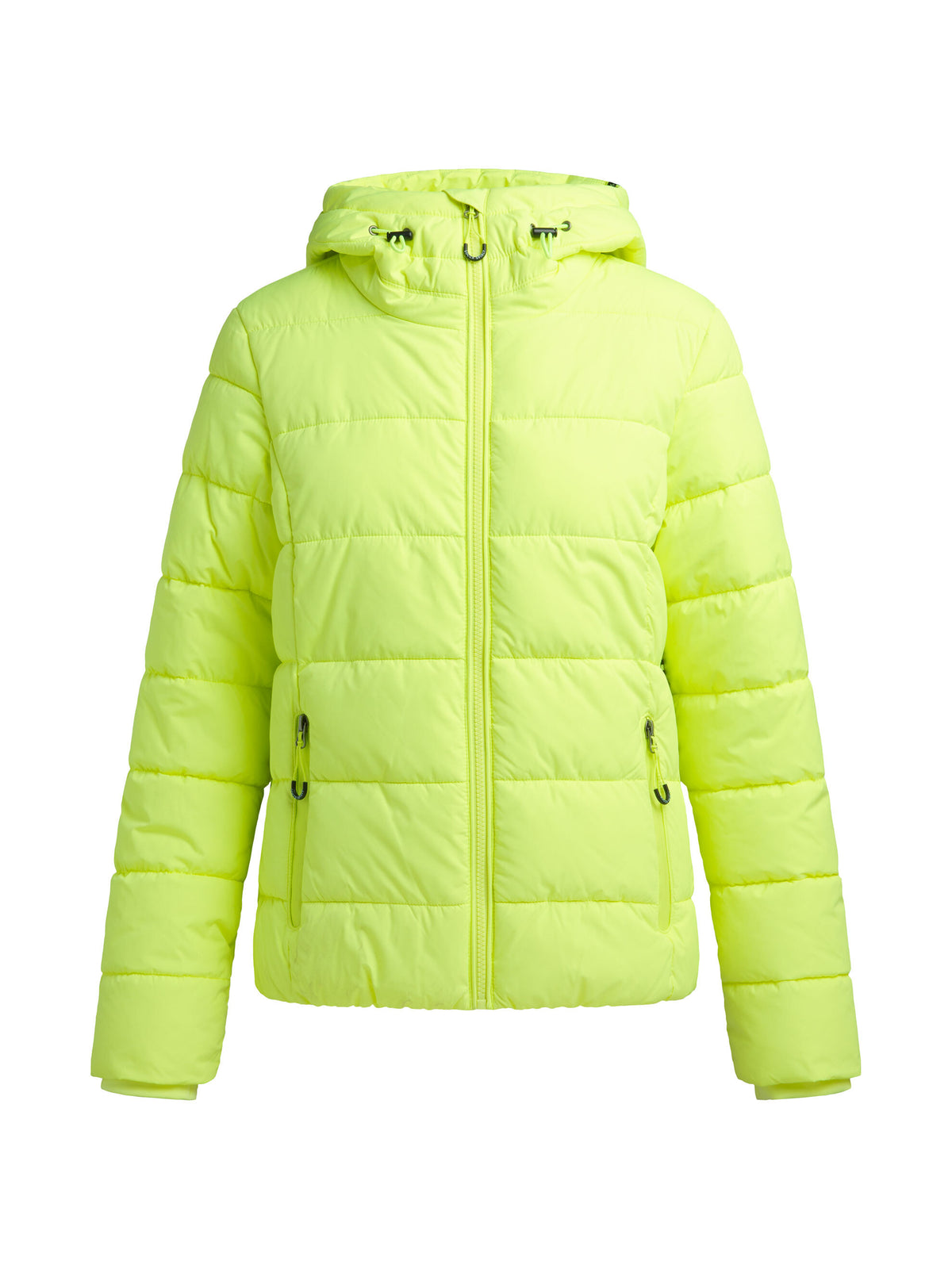 Sportliche Winterjacke mit Kapuze und Tapes neon yellow