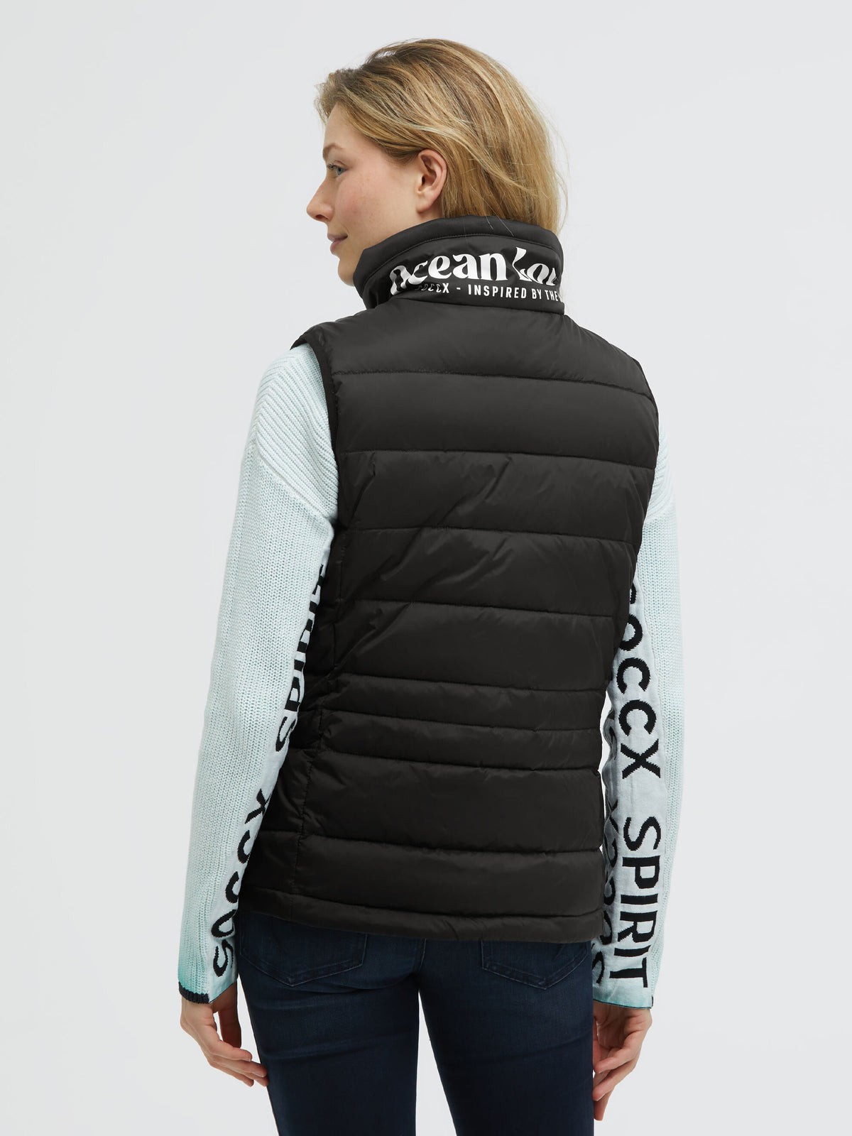 Kurze Steppweste mit Powerstretch-Details black - 5