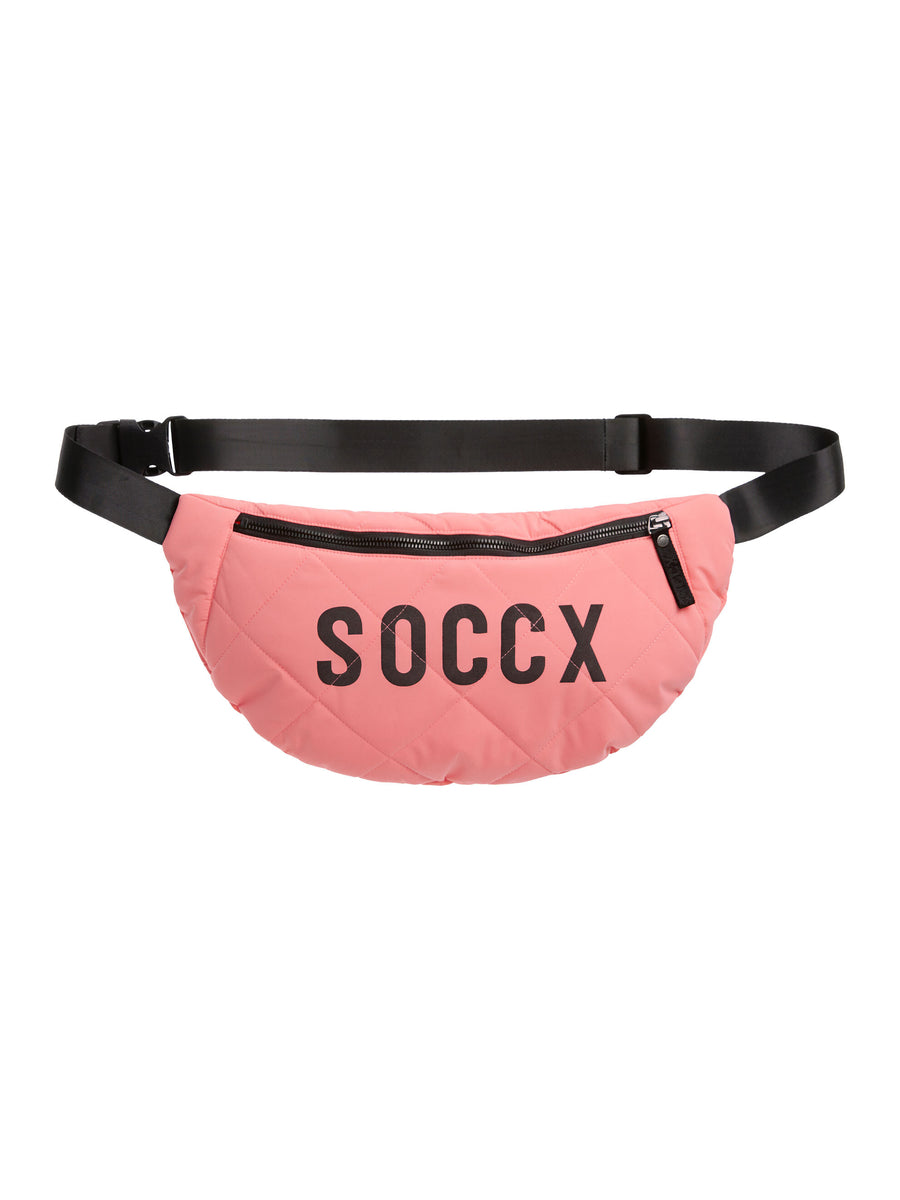 Gesteppte Umhängetasche mit Logo Print soft coral