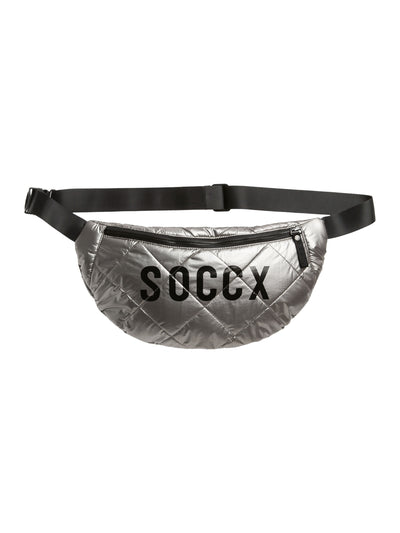 Gesteppte Umhängetasche im Metallic Look mit Logo silver