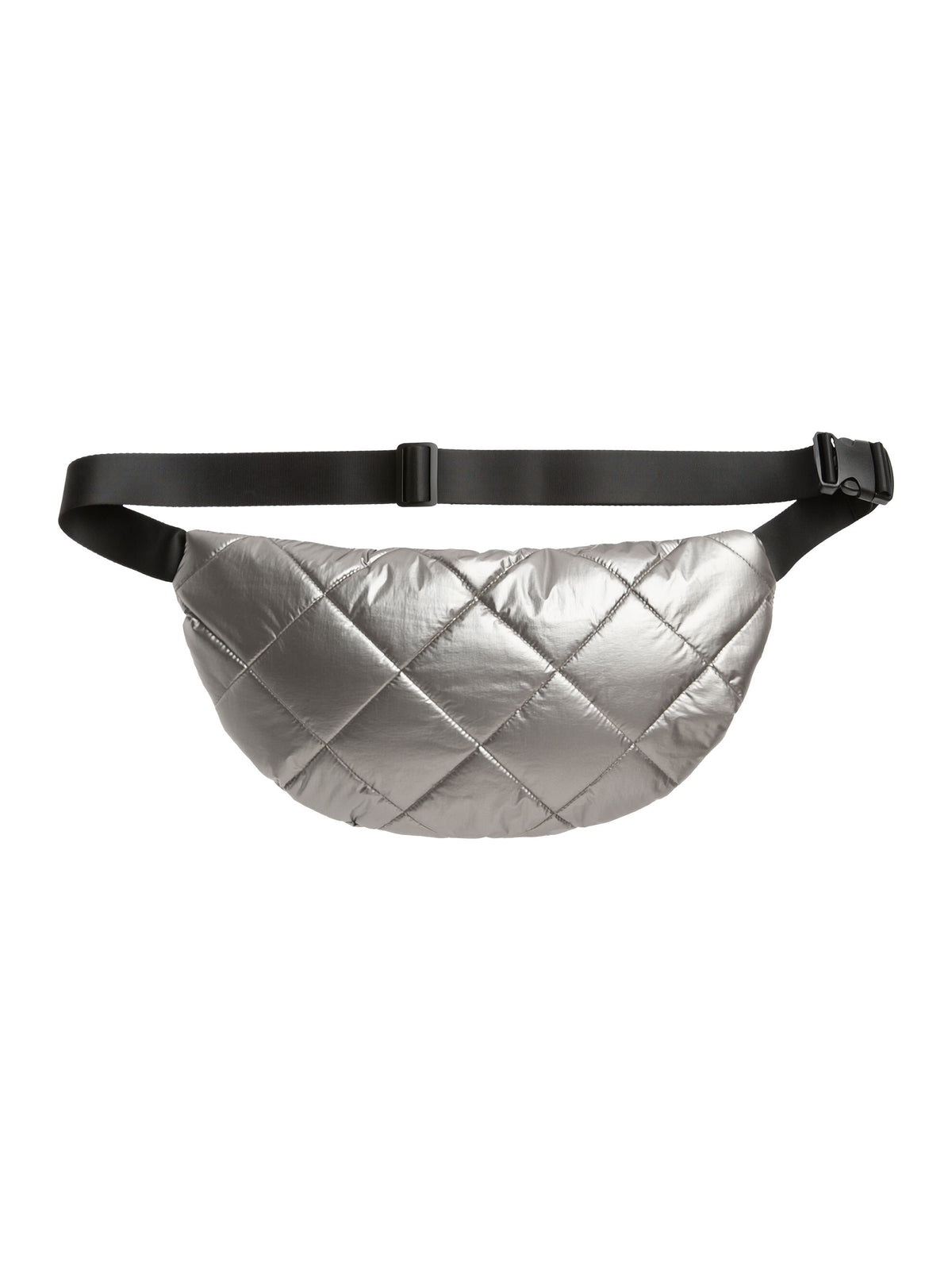Gesteppte Umhängetasche im Metallic Look mit Logo silver - 4