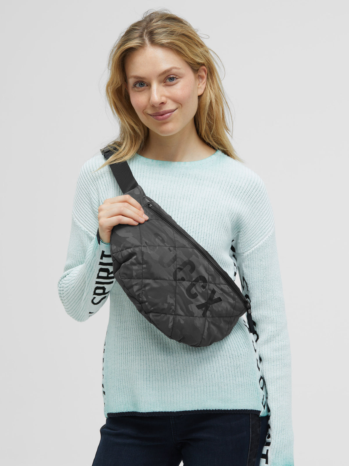 Gesteppte Umhängetasche Camouflage mit Logo grey - 2