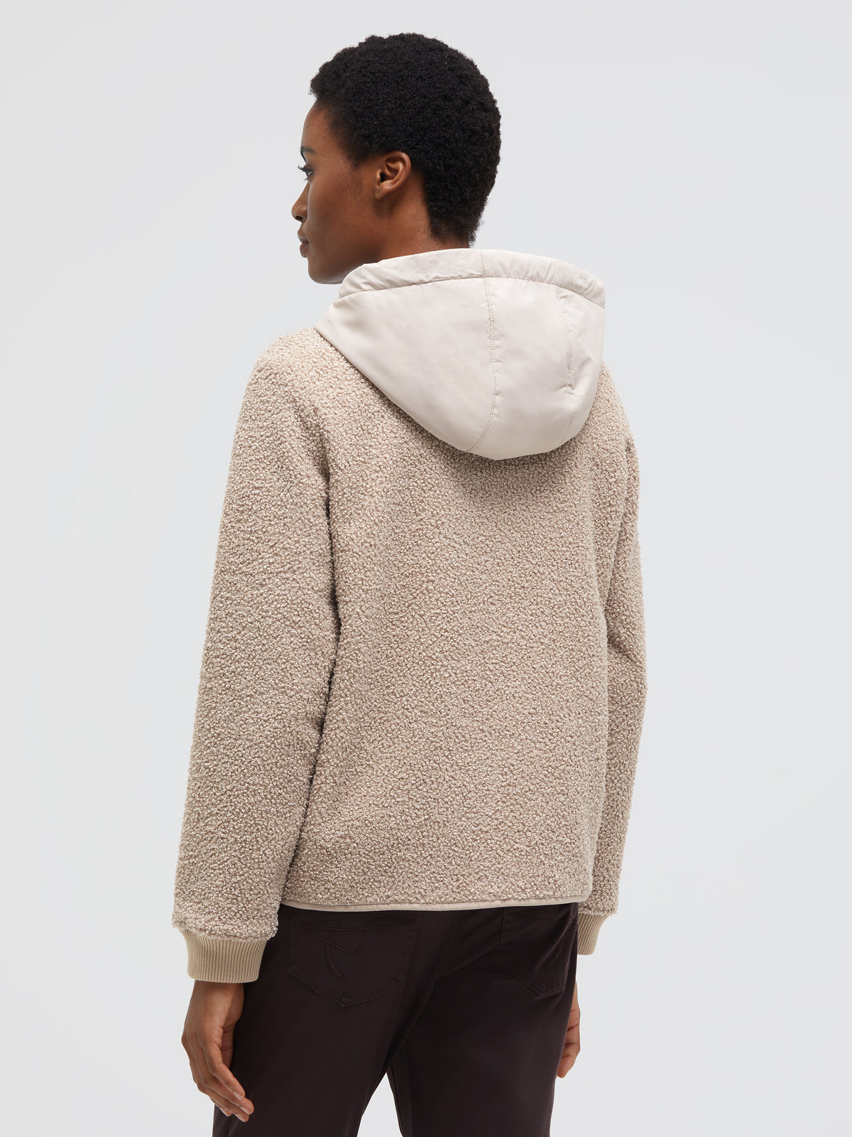 Bouclé-Blouson mit Kapuze im Materialmix almond cream - 5