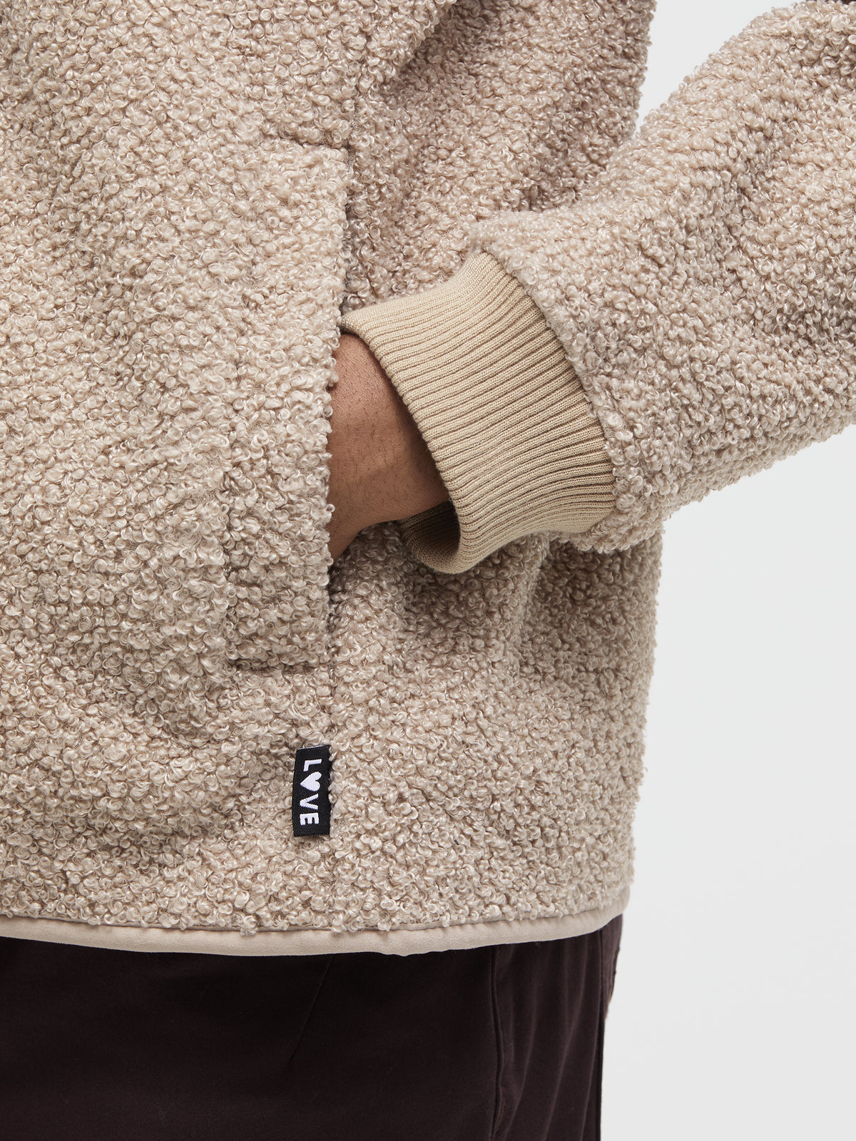 Bouclé-Blouson mit Kapuze im Materialmix almond cream - 6