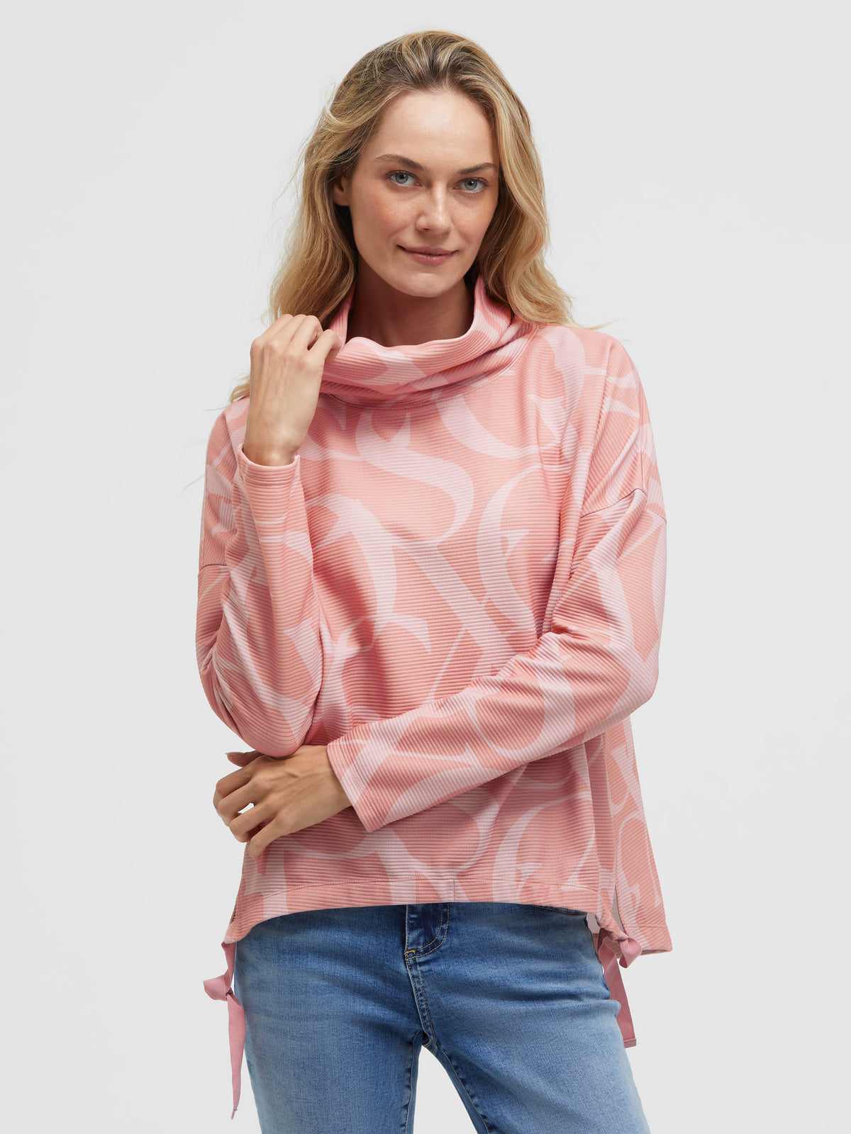 Sweatshirt mit Saumband und All Over Print delicate rose - 2