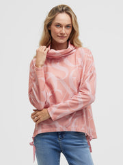 Sweatshirt mit Saumband und All Over Print delicate rose