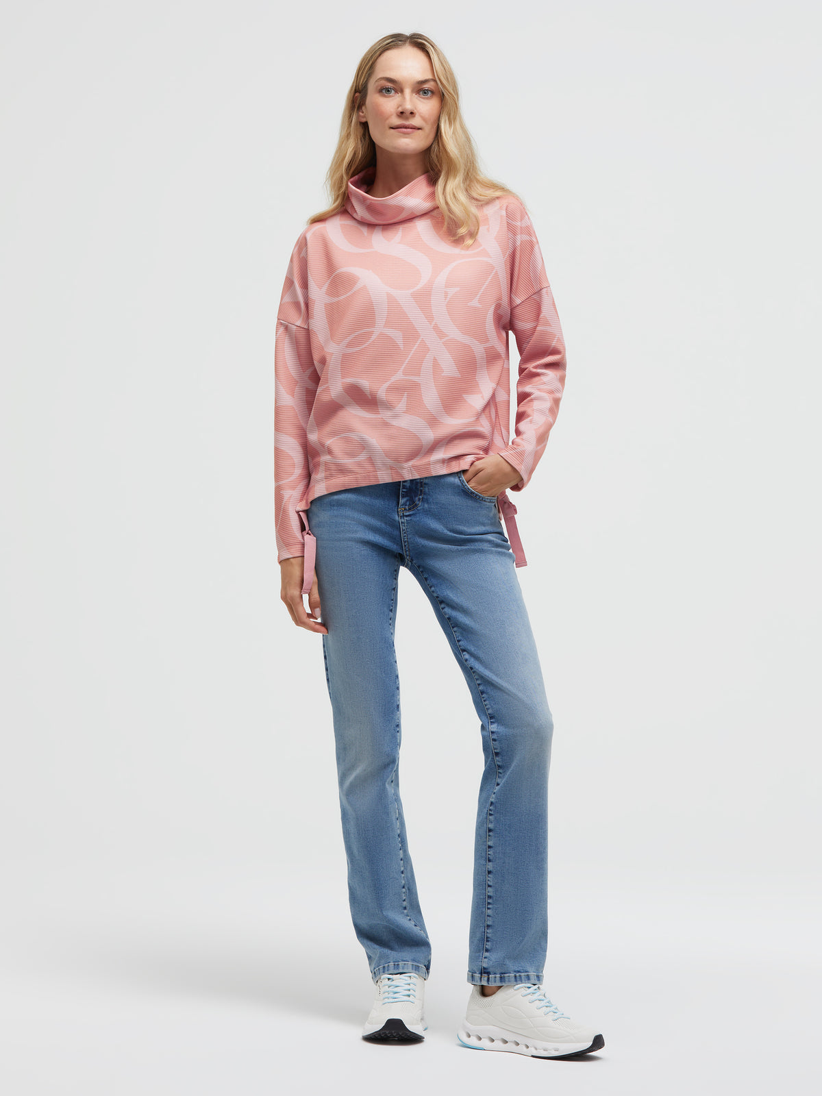 Sweatshirt mit Saumband und All Over Print delicate rose