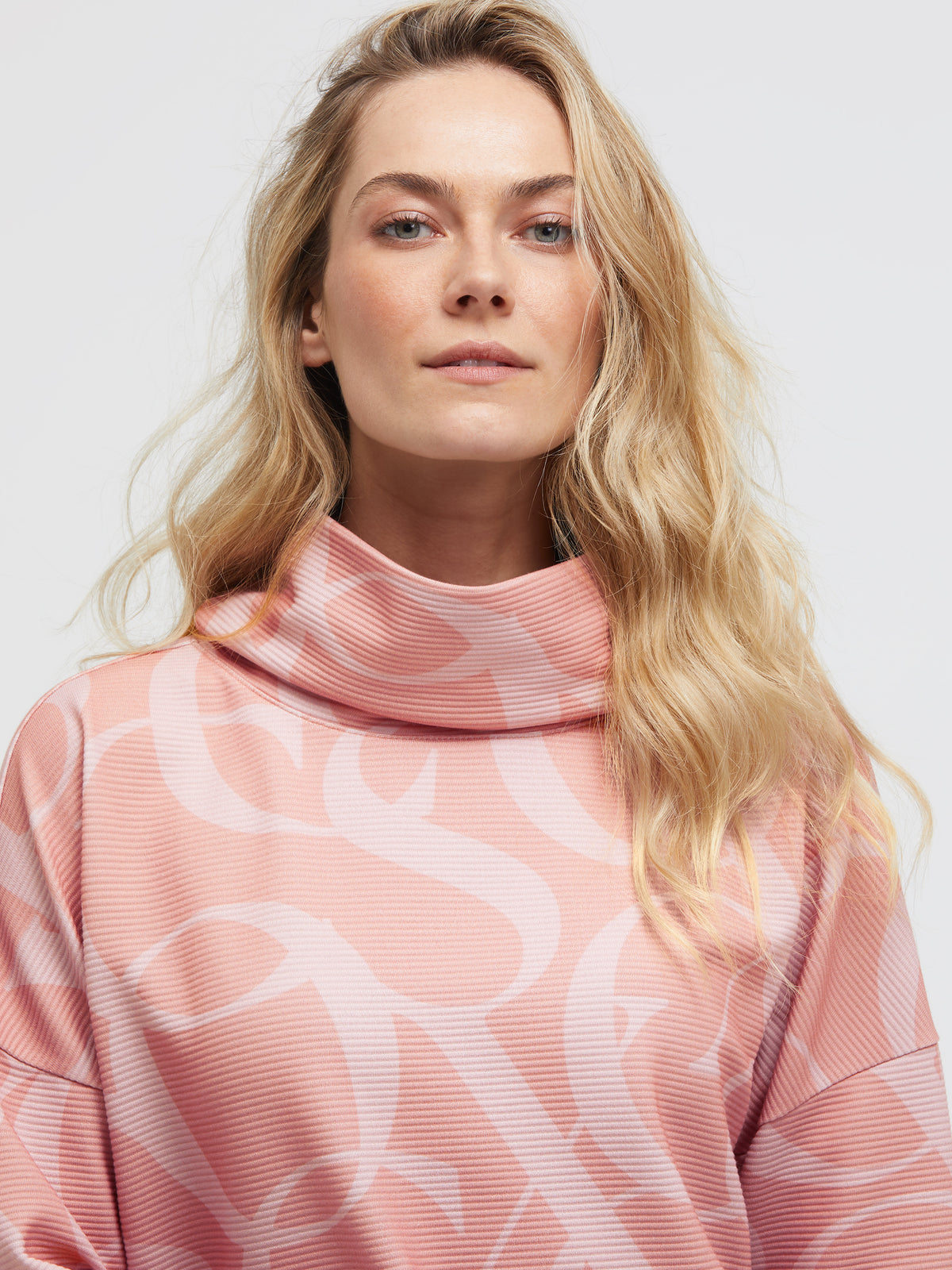 Sweatshirt mit Saumband und All Over Print delicate rose