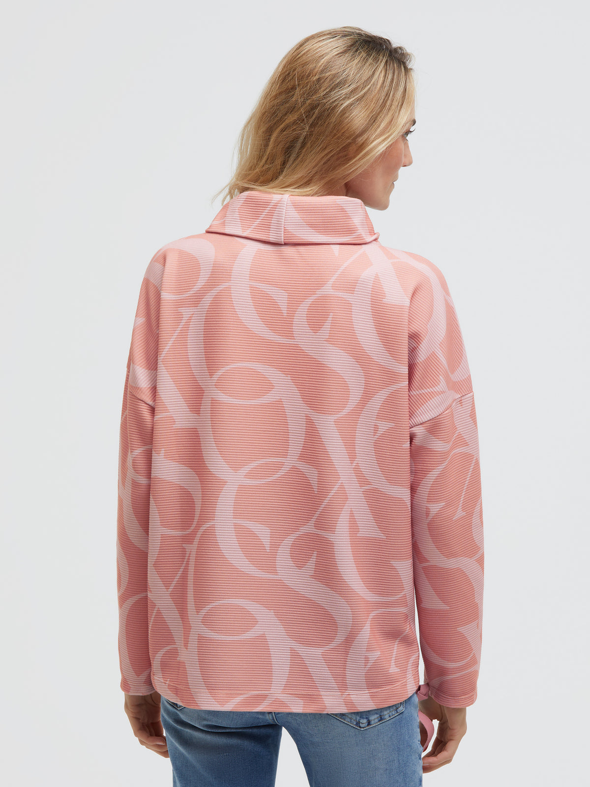 Sweatshirt mit Saumband und All Over Print delicate rose - 5