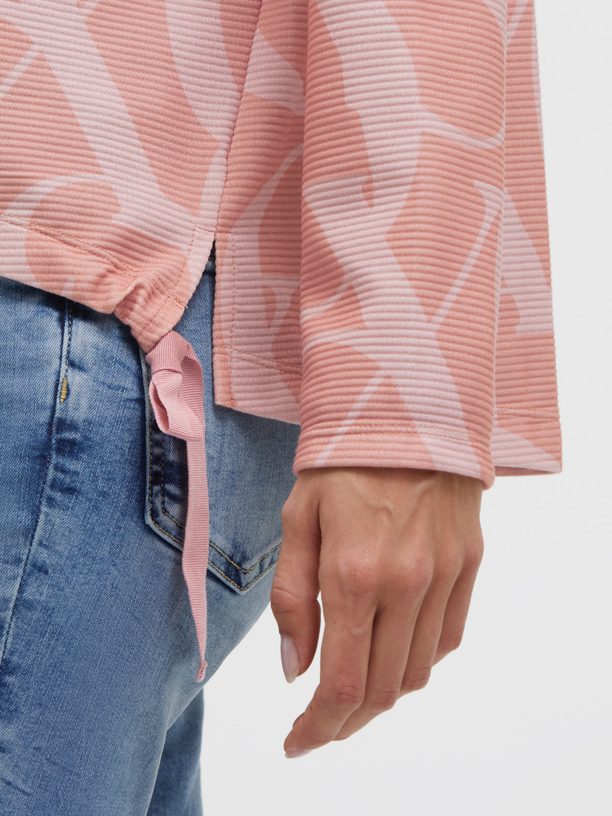 Sweatshirt mit Saumband und All Over Print delicate rose