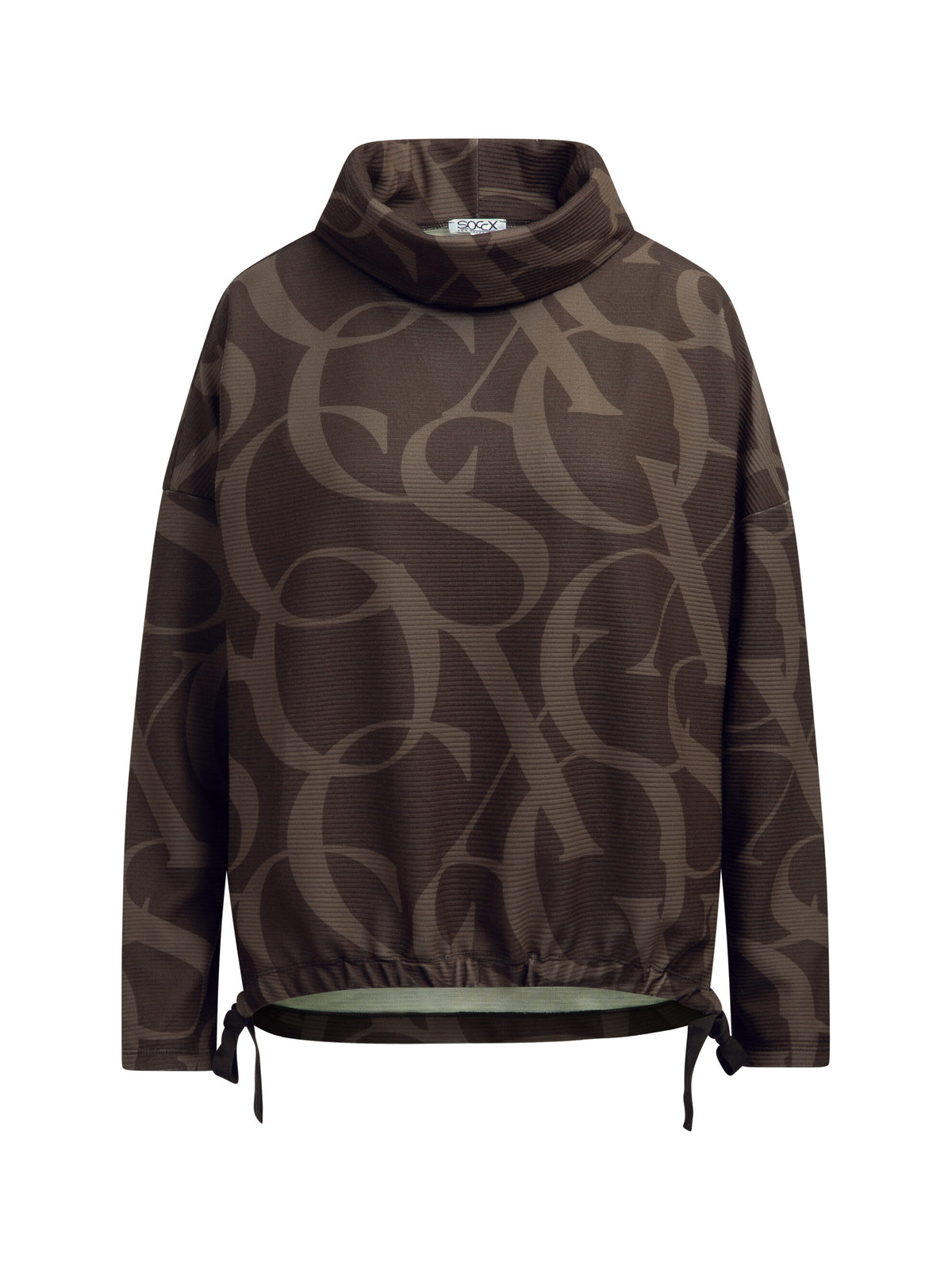 Sweatshirt mit Saumband und All Over Print chocolate - 1