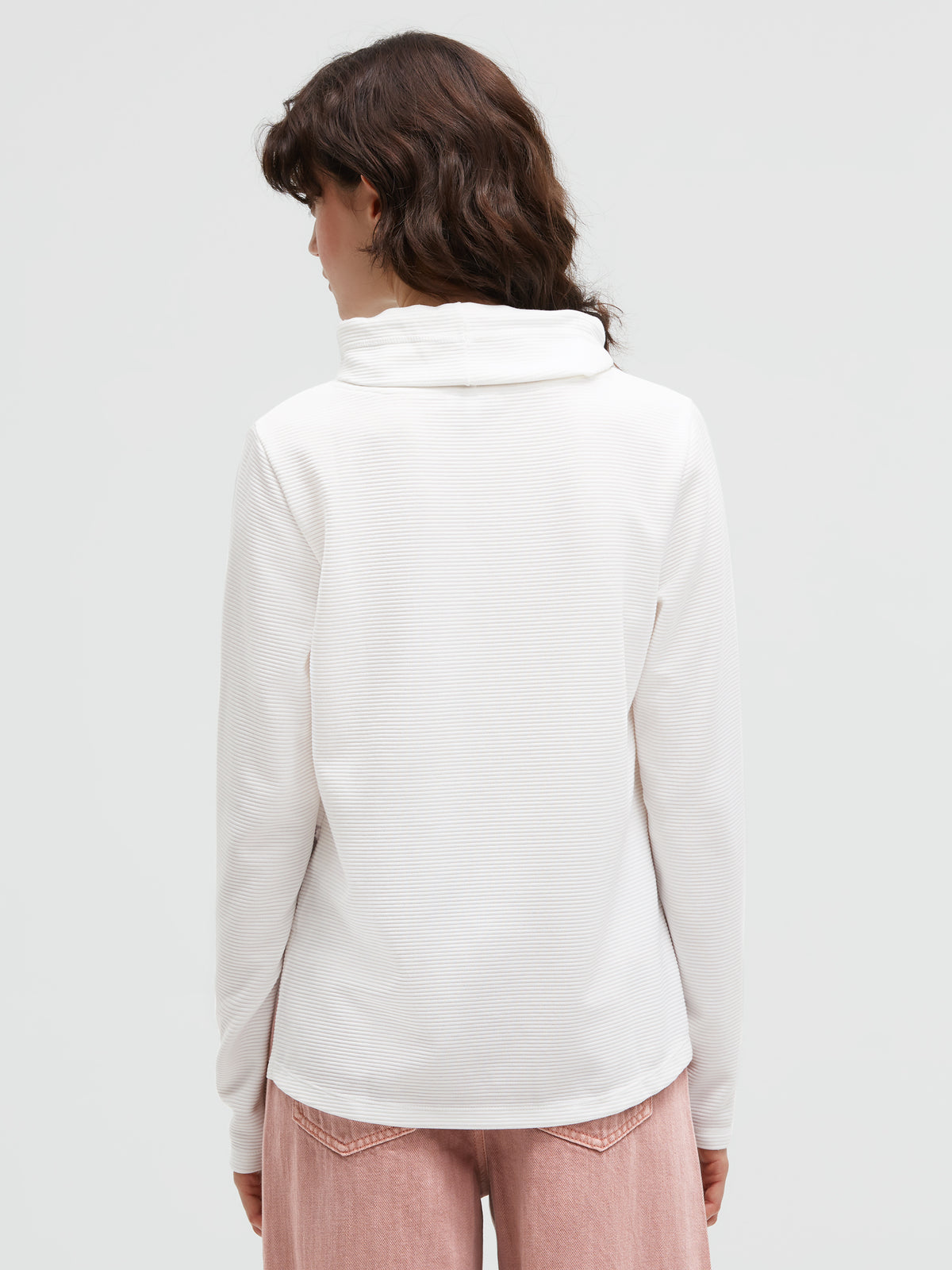 Strukturiertes Sweatshirt mit Kragen und Artwork cotton white - 5