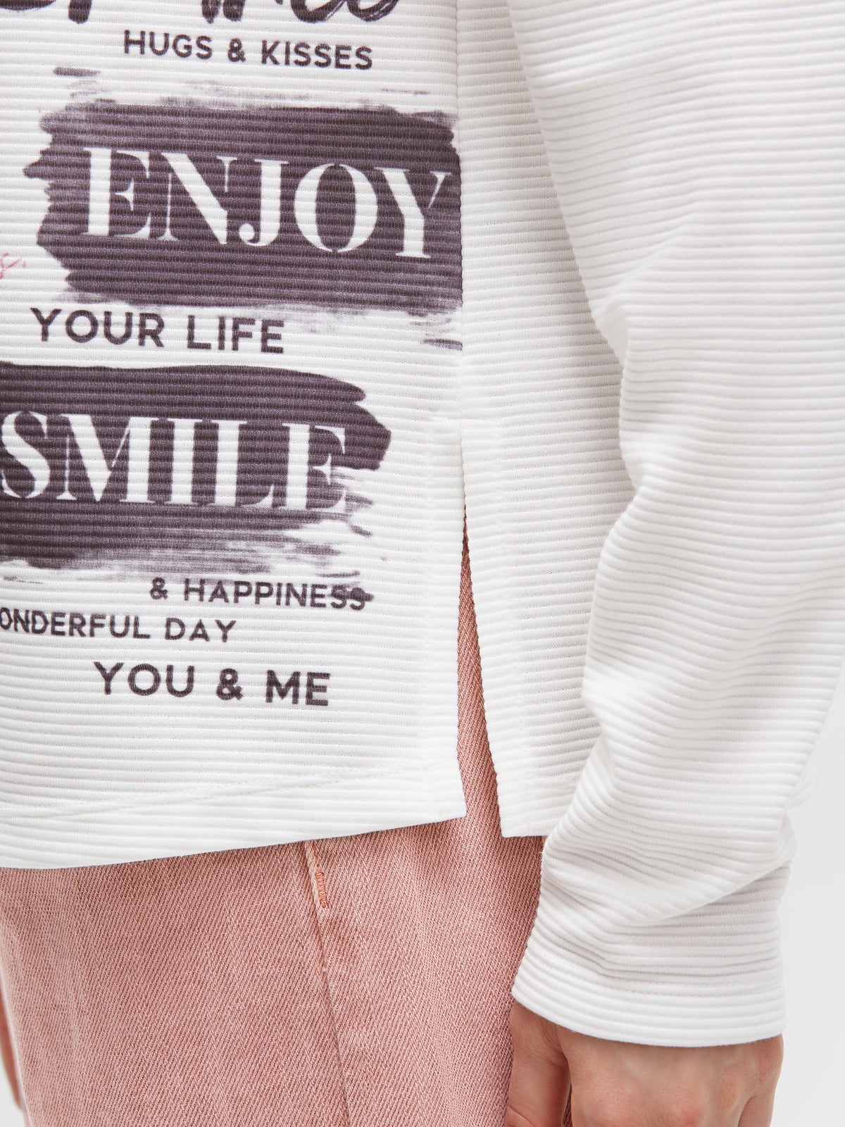Strukturiertes Sweatshirt mit Kragen und Artwork cotton white - 7